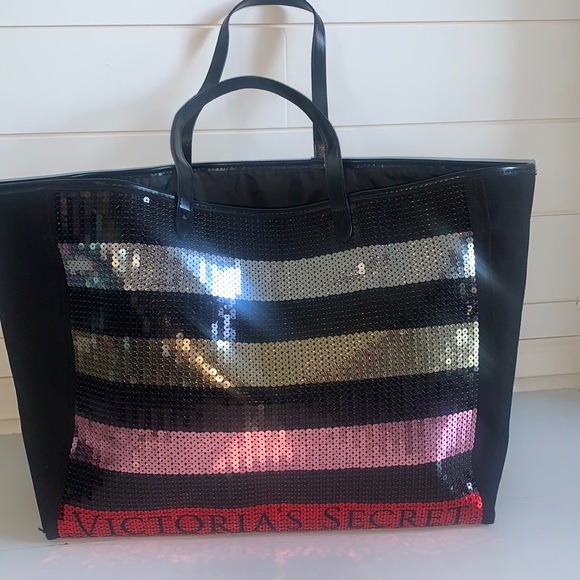 Victoria’s Secret’s Striped Sequined Tote /NEW - Picture 2 of 12